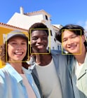 Center Stage for photos feature in use highlighting the faces of three people