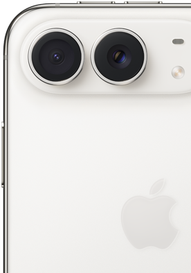 Back panel on the features an Apple logo, dual camera, and flash