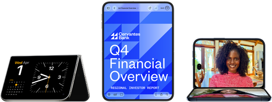 iPhone Duo, various positions: inverted open landscape orientation, unfolded at slight angle, exterior display, all-screen design. Slightly open like a book and standing upright. Open landscape orientation, unfolded at right angle, interior display, all-screen design