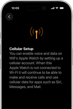 iPhone, displaying Cellular Setup screen, cellular signal icon in orange color
