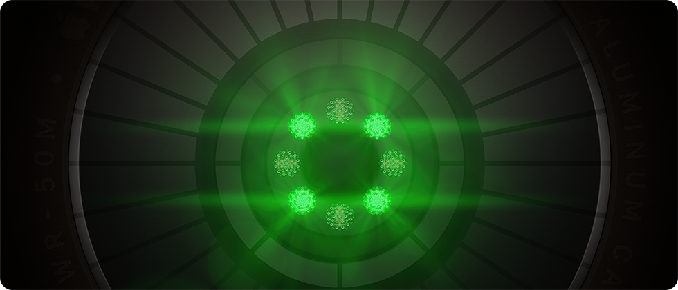Health Sensing System with multiple round sensors with glowing green LED lights