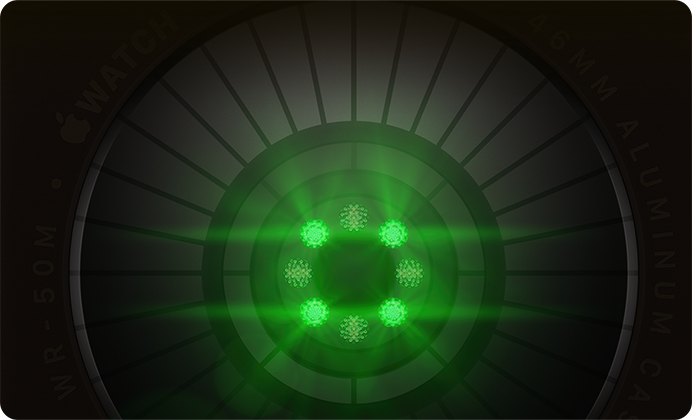 Health Sensing System with multiple round sensors with glowing green LED lights