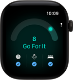 Apple Watch Series 12, aluminum case, black color, readiness score of 8, right side exterior, Digital Crown