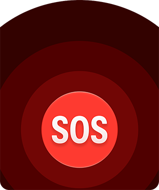 Emergency SOS icon, nested red circles with a white SOS in the middle