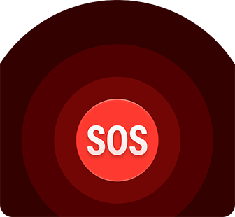 Emergency SOS icon, nested red circles with a white SOS in the middle
