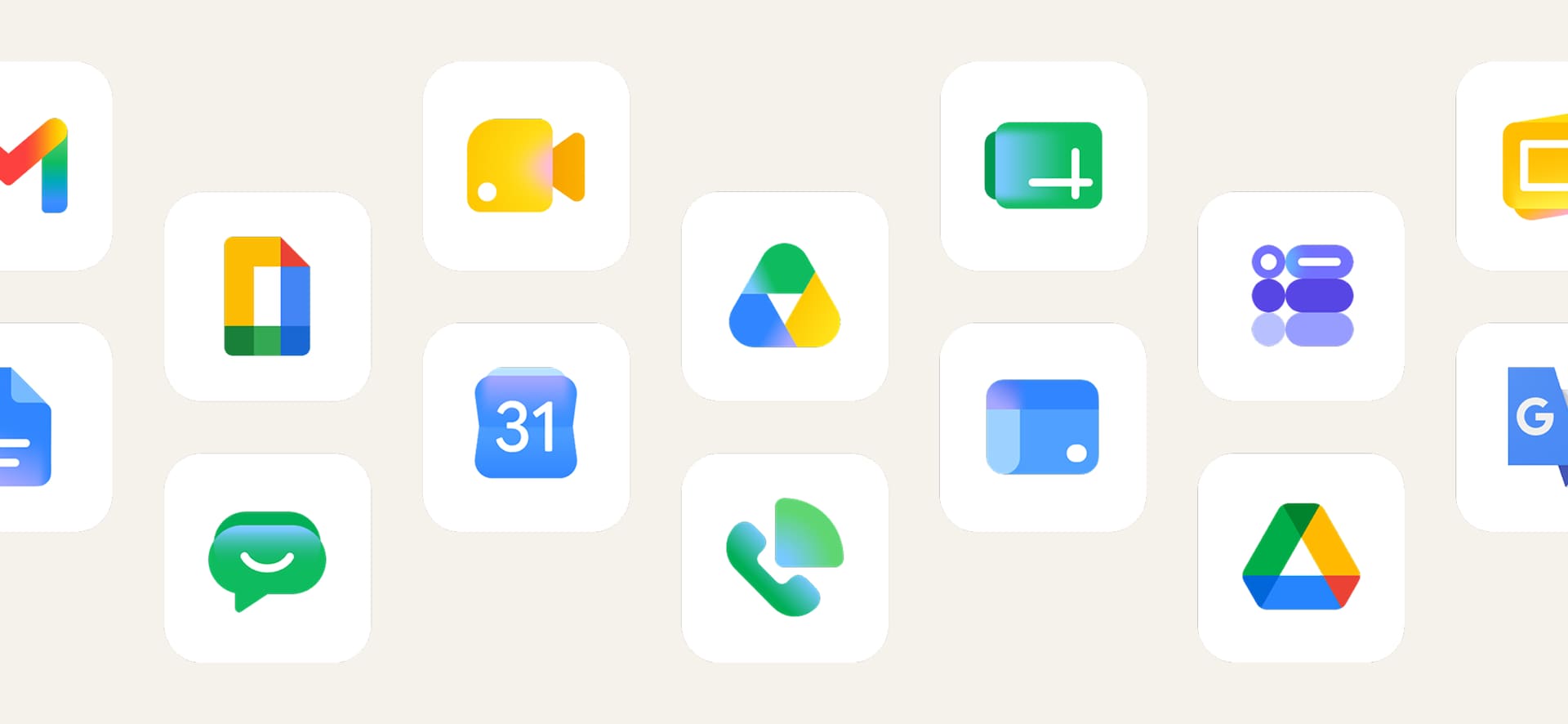 Icons of various Google Workspace apps