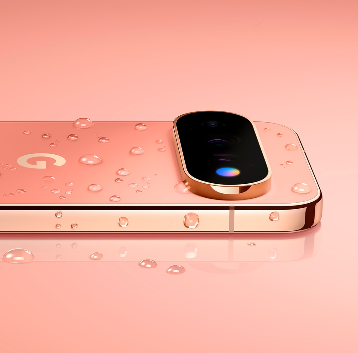 A Pixel 11 Pro with droplets of water on it