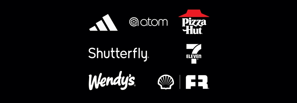 T-Mobile partner logos: Addidas, Atom, Pizza Hut, Shutterfly, 7 Eleven, Wendys, Shells Rewards