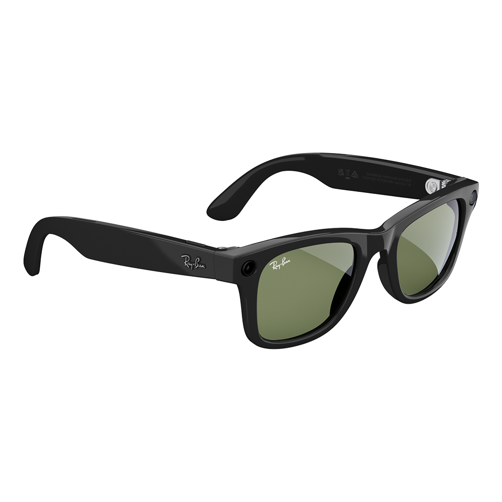 RayBan Meta Smart Glasses Wayfarer G15 Green Lens Shiny Black