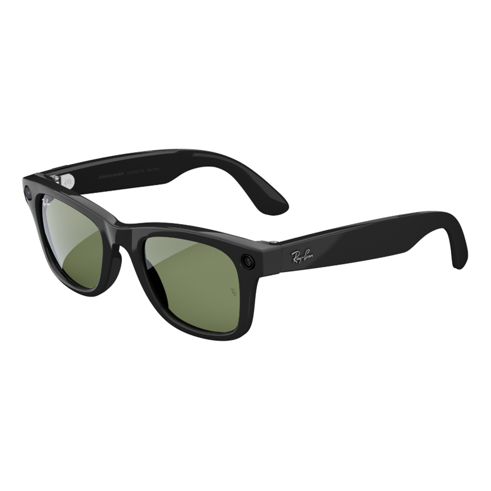 RayBan Meta Smart Glasses Wayfarer Large G15 Green Lens Shiny Black