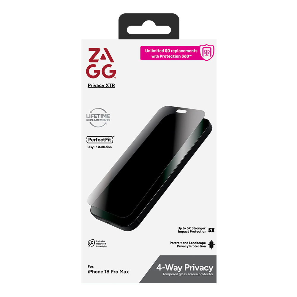ZAGG Glass Privacy XTR Screen Protector for Apple iPhone 18 Pro Max