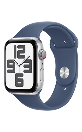 Apple Watch SE 2nd gen 44mm - Silver Aluminum Denim Sport Band - S/M