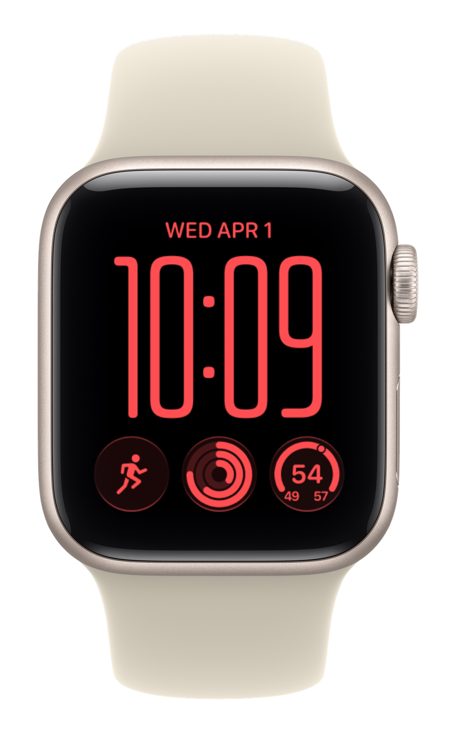 Apple Watch SE 3 40 mm - Caja de aluminio blanco estelar y correa deportiva color arena P/M 2 de 4 vistas