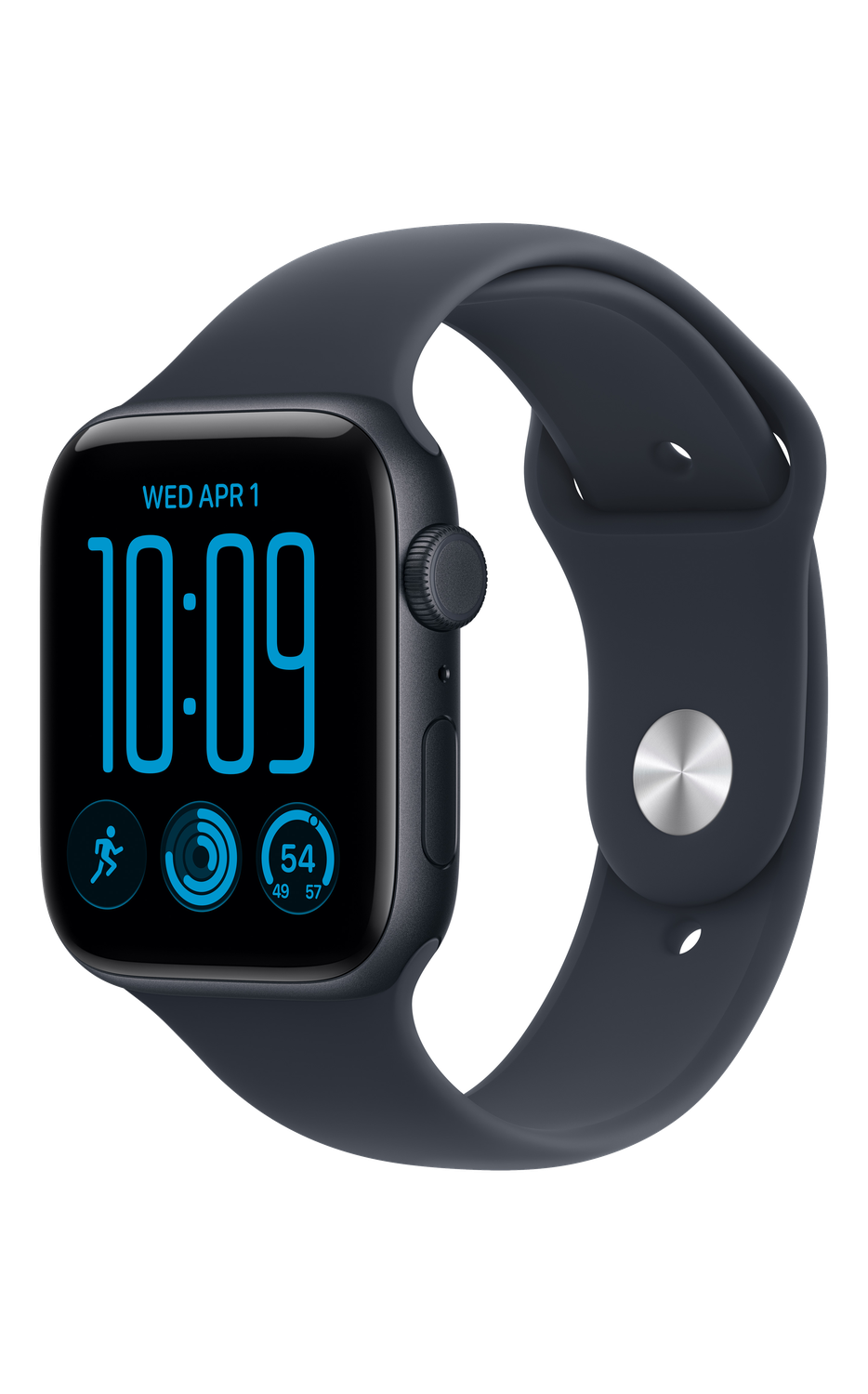 Apple Watch SE 3 44mm - Midnight Aluminum Case Navy Blue Sport Band M/L 1 of 4 views