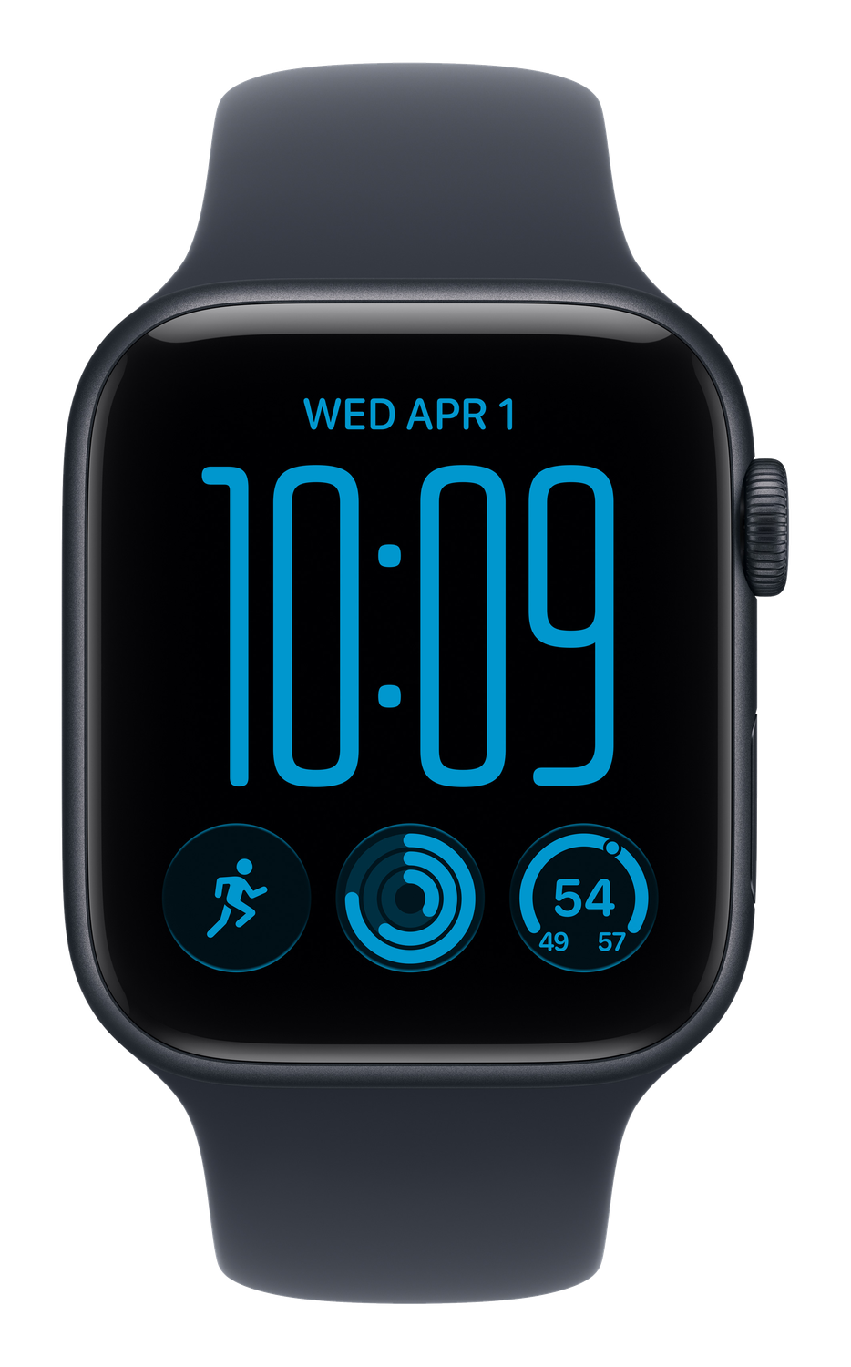 Apple Watch SE 3 44mm - Midnight Aluminum Case Navy Blue Sport Band M/L 2 of 4 views