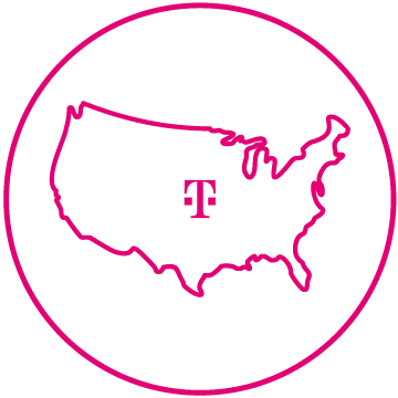 Illustration of U.S. map with T-Mobile coverage.