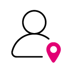 Illustrated icon of a person near a location marker