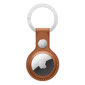 Apple AirTag Leather Key Ring - Saddle Brown