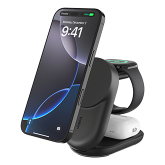 Belkin 25W 3-in-1 Foldable Magnetic Charger - Black