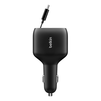 Belkin 75W Car Charger with Retractable Cable - Black