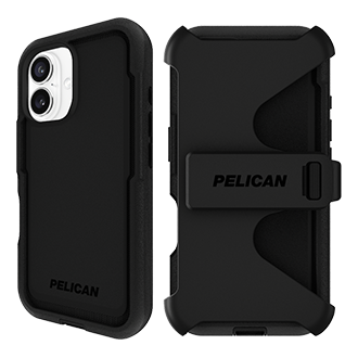 Pelican Voyager Case w/ Phone Holster/Stand, MagSafe for iPhone 16 - Black