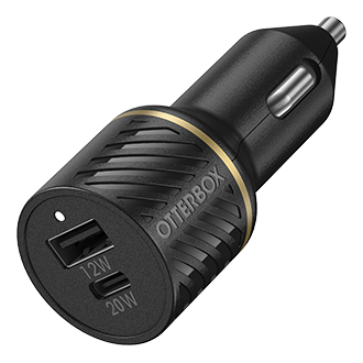 OtterBox Car Charger Dual 32W USB-C and USB-A, USB-C to USB-A Cable, 1m - Black