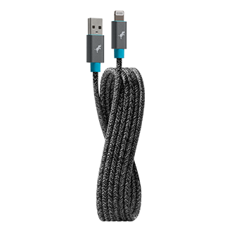 Nimble Eco-Friendly Power Knit USB-A to Lightning Cable, 6.5ft/2m - Space Gray